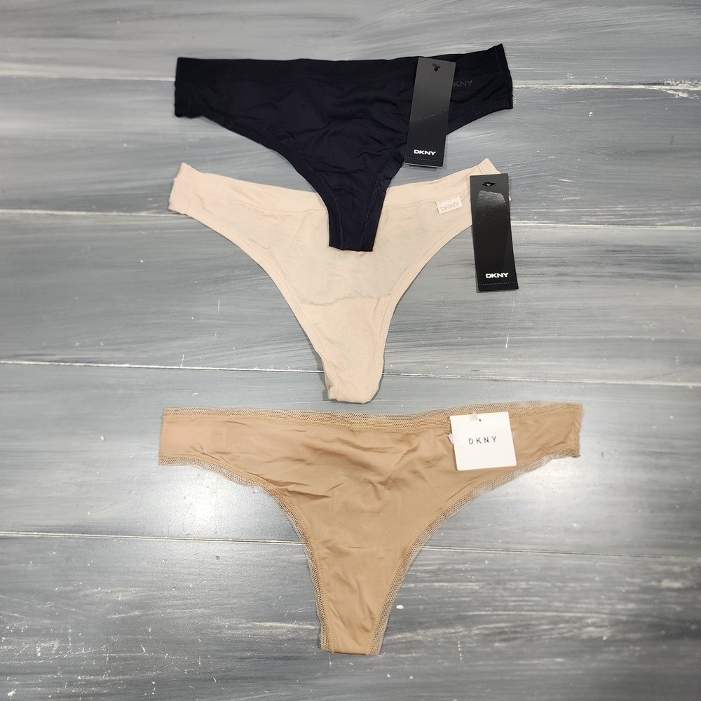 DKNY Thong Underwear Panties 3 Pair Size Medium